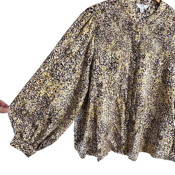 Time and True Cheetah Print Blouse Plus Size XXL Multicolor Long Sleeves Top - Picture 3 of 6